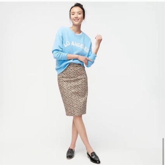 J. Crew Dresses & Skirts - J. Crew Leopard print 100% cotton pencil skirt size 4P